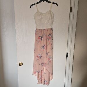Lily Rose White and Pink Floral High Low Dress